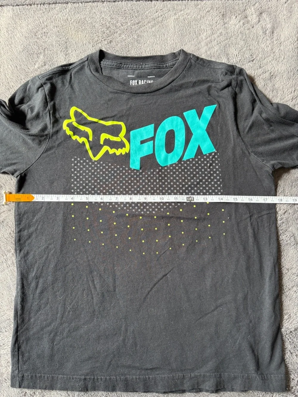 Fox Racing Shirt Tee Long Sleeve Cotton Black Front Logo Youth Large